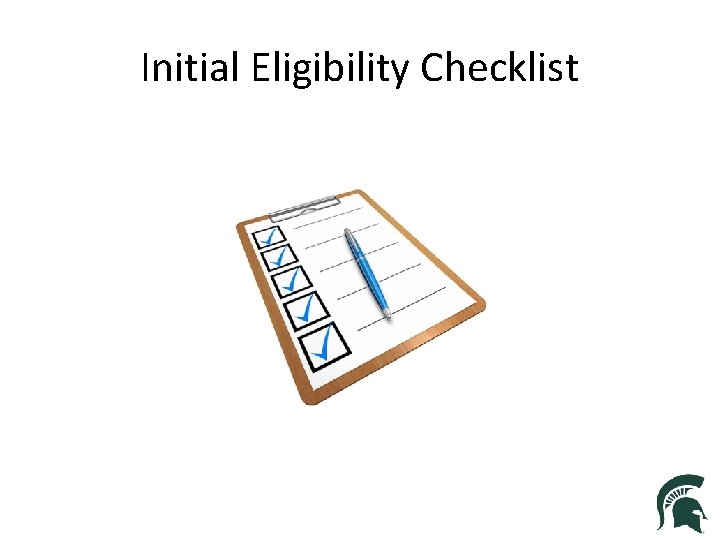 Initial Eligibility Checklist 