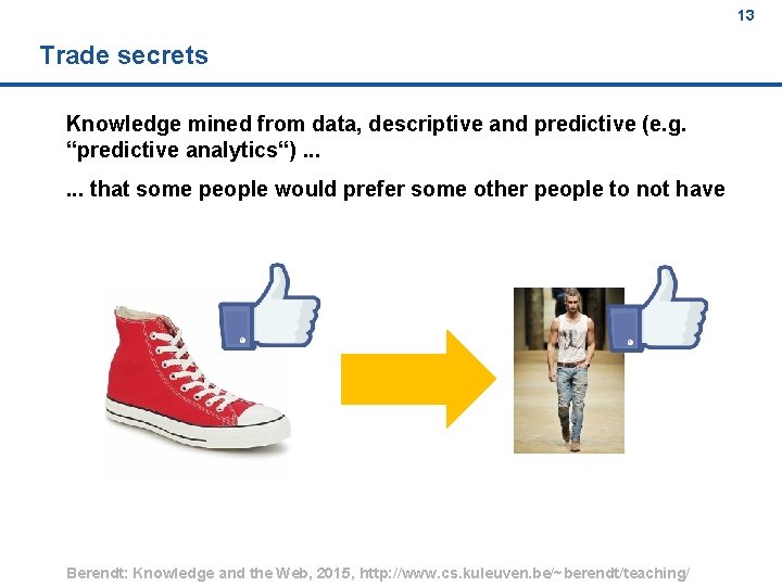 13 Trade secrets Knowledge mined from data, descriptive and predictive (e. g. “predictive analytics“).
