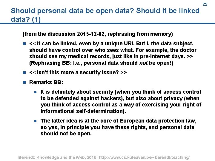 Should personal data be open data? Should it be linked data? (1) (from the