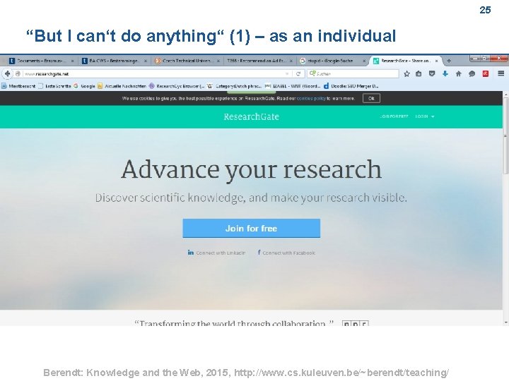 25 “But I can‘t do anything“ (1) – as an individual Berendt: Knowledge and