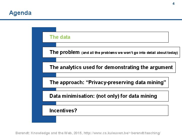 4 Agenda The data The problem (and all the problems we won’t go into