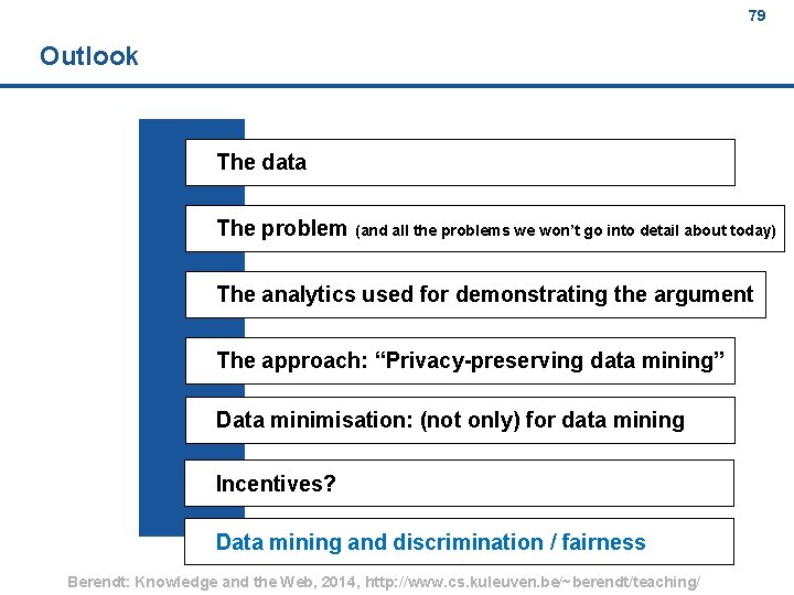 79 Outlook The data The problem (and all the problems we won’t go into