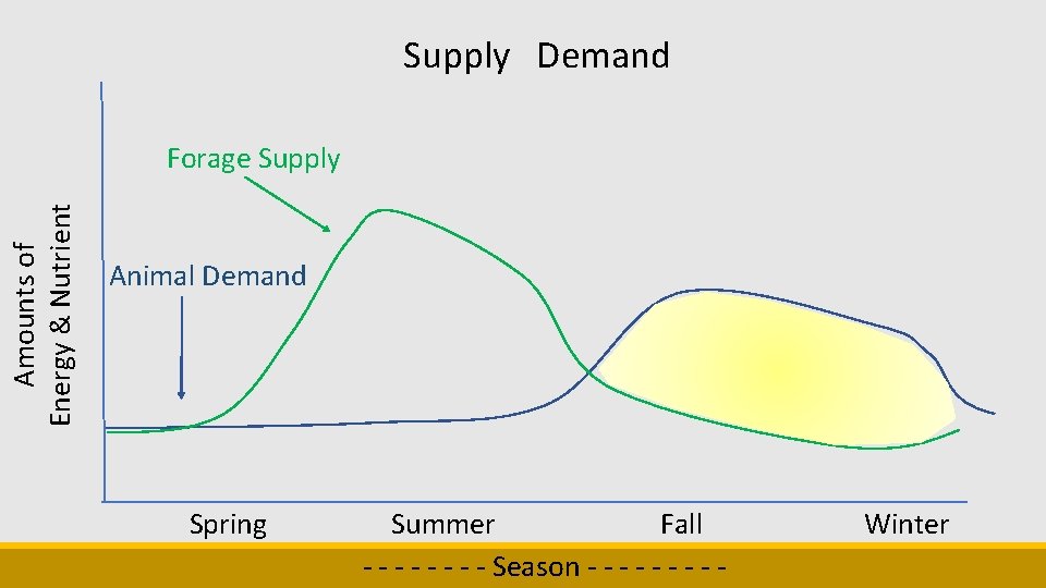 Supply Demand Amounts of Energy & Nutrient Forage Supply Animal Demand Spring Summer Fall