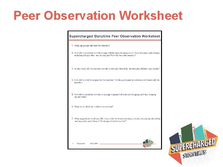 Peer Observation Worksheet 