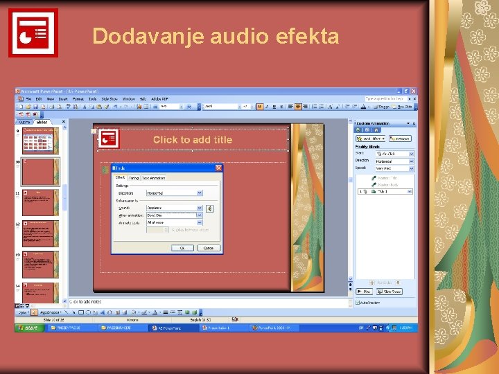 Dodavanje audio efekta 