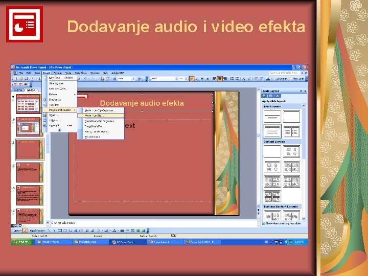 Dodavanje audio i video efekta 