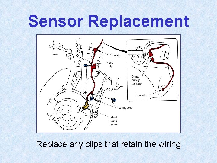 Sensor Replacement Replace any clips that retain the wiring 