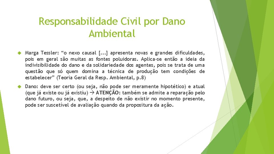 Responsabilidade Civil por Dano Ambiental Marga Tessler: “o nexo causal [. . . ]