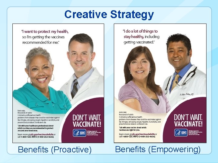 Creative Strategy Benefits (Proactive) Benefits (Empowering) 