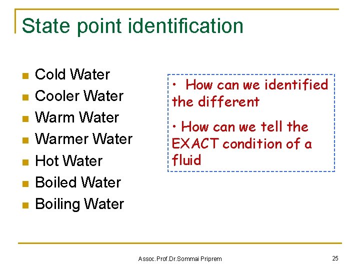 State point identification n n n Cold Water Cooler Water Warmer Water Hot Water