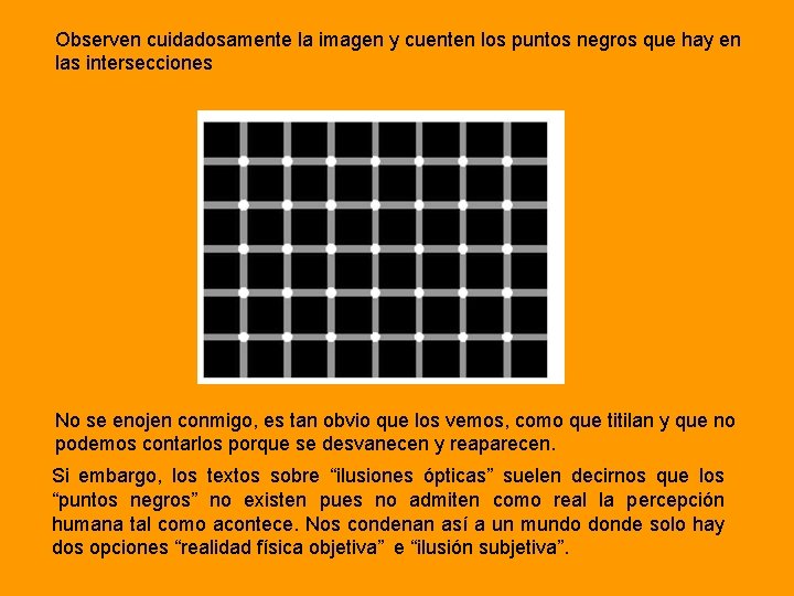 Observen cuidadosamente la imagen y cuenten los puntos negros que hay en las intersecciones