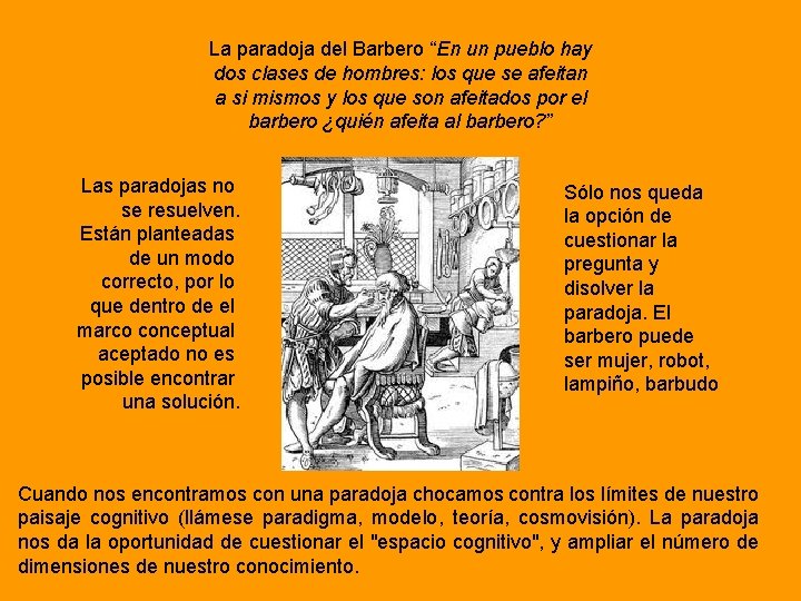 La paradoja del Barbero “En un pueblo hay dos clases de hombres: los que
