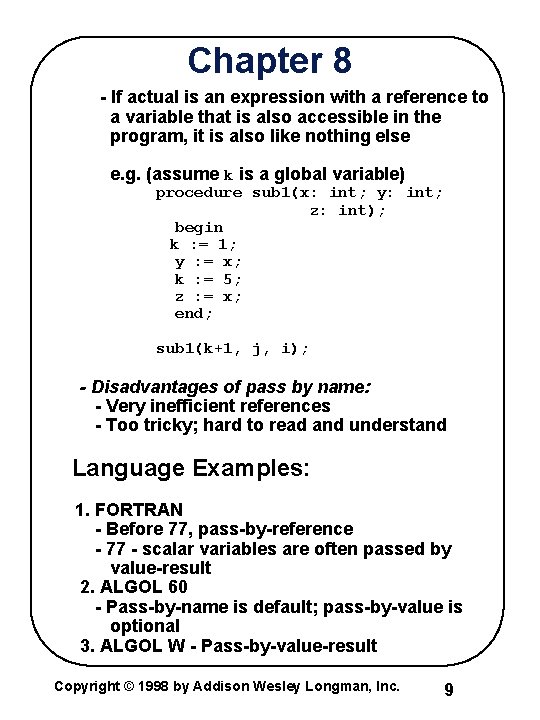 Chapter 8 - If actual is an expression with a reference to a variable