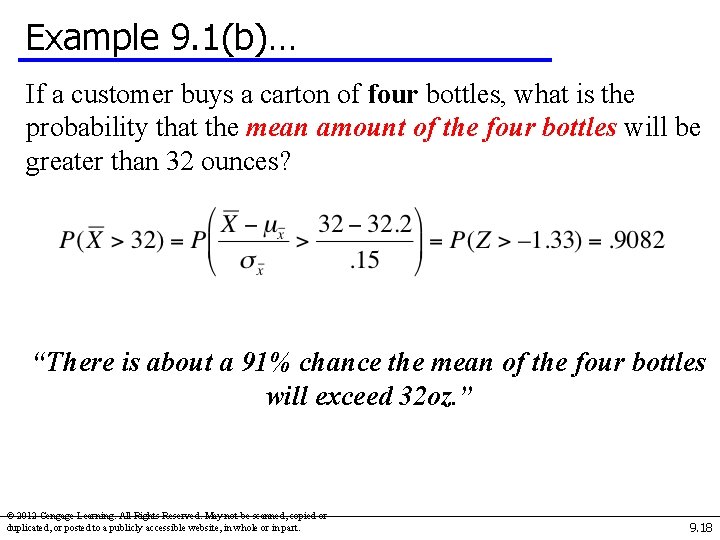 Example 9. 1(b)… If a customer buys a carton of four bottles, what is