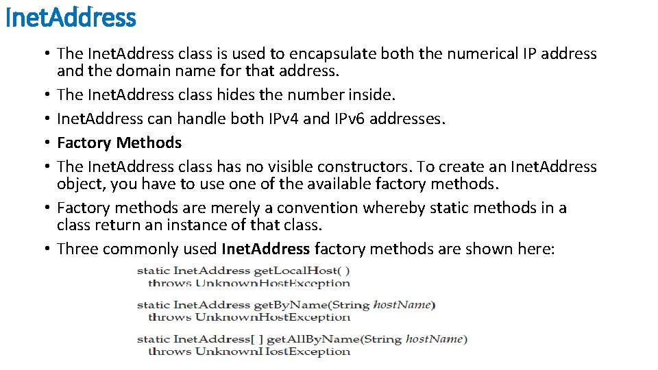 Networking Networking Basics At the core of Javas