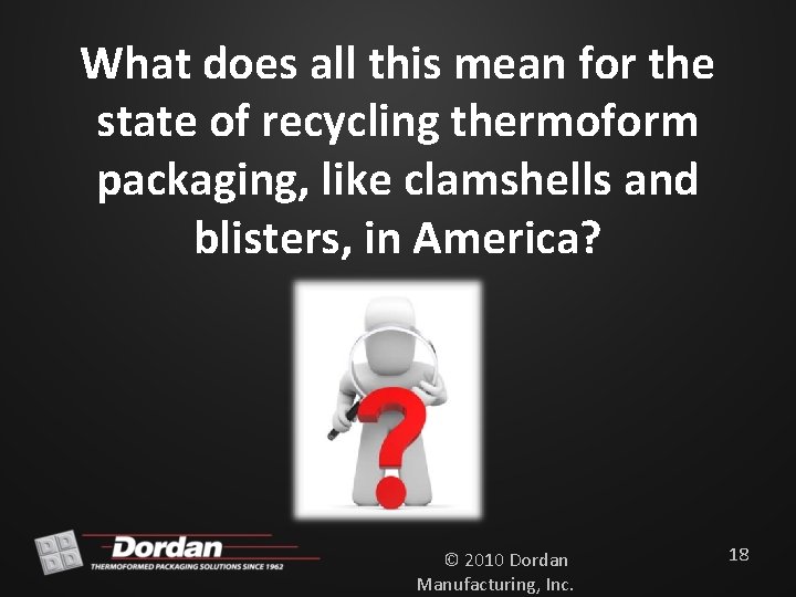 What does all this mean for the state of recycling thermoform packaging, like clamshells