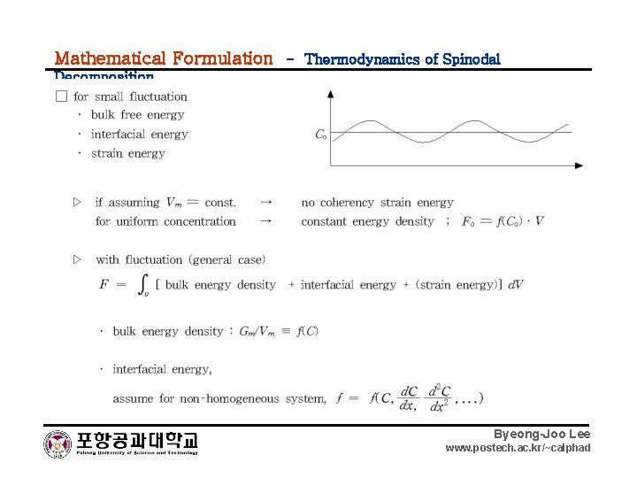 Mathematical Formulation - Thermodynamics of Spinodal Decomposition Byeong-Joo Lee www. postech. ac. kr/~calphad 