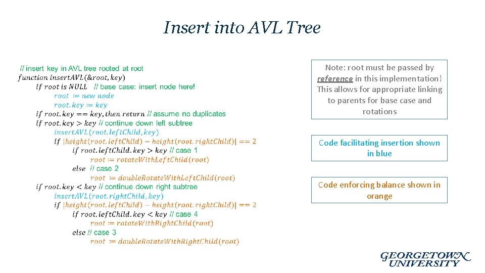 Insert into AVL Tree • Note: root must be passed by reference in this