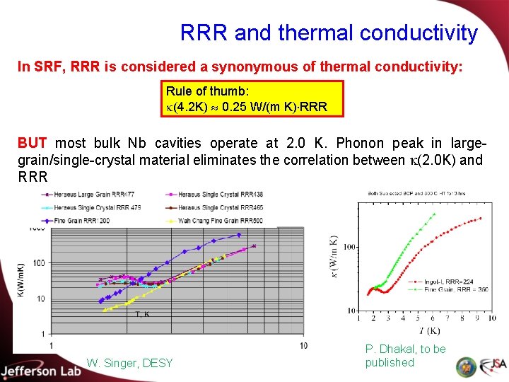 RRR and thermal conductivity In SRF, RRR is considered a synonymous of thermal conductivity: