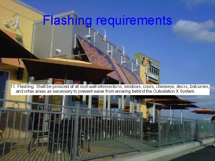Flashing requirements 