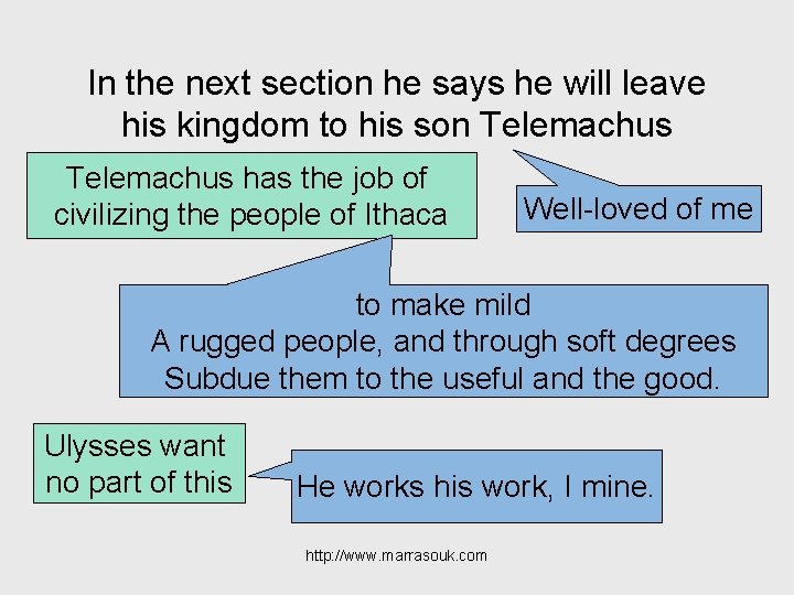 In the next section he says he will leave his kingdom to his son