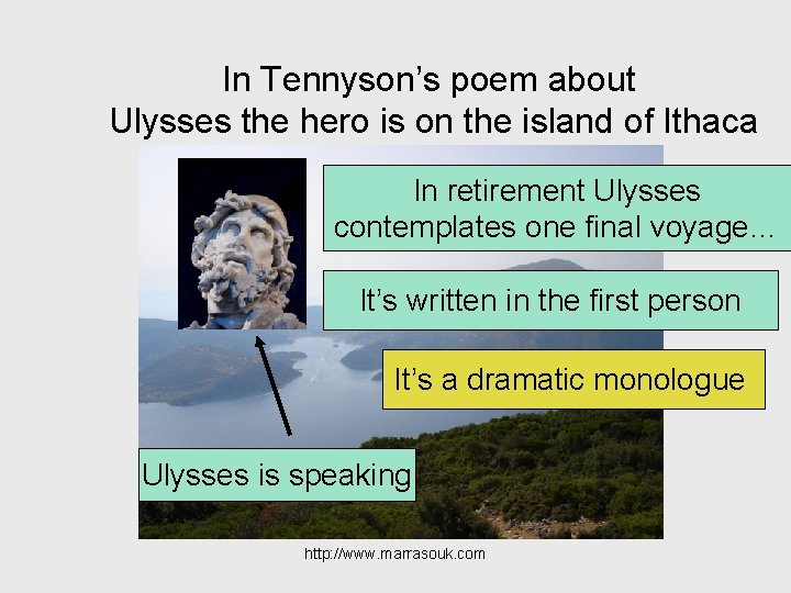 In Tennyson’s poem about Ulysses the hero is on the island of Ithaca In