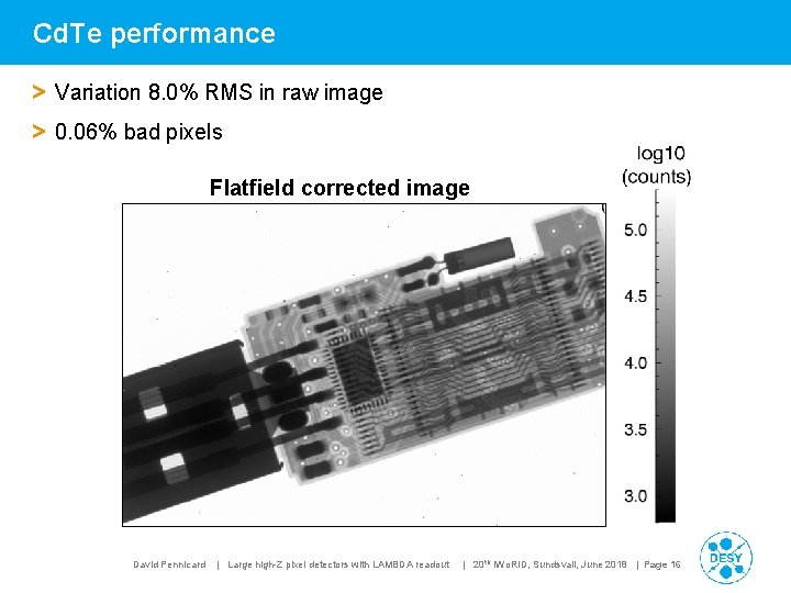 Cd. Te performance > Variation 8. 0% RMS in raw image > 0. 06%