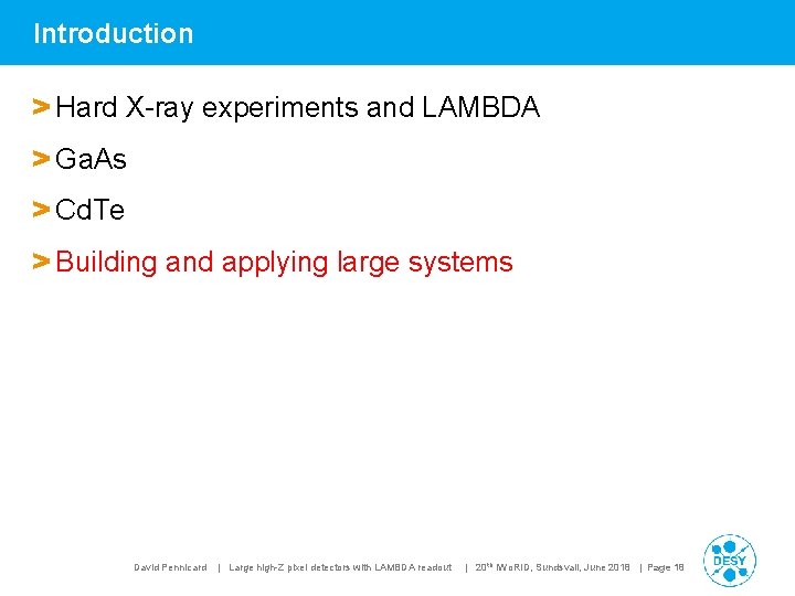 Introduction > Hard X-ray experiments and LAMBDA > Ga. As > Cd. Te >