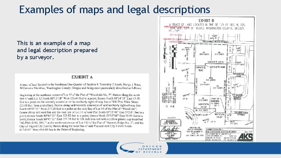 Examples of maps and legal descriptions This is an example of a map and