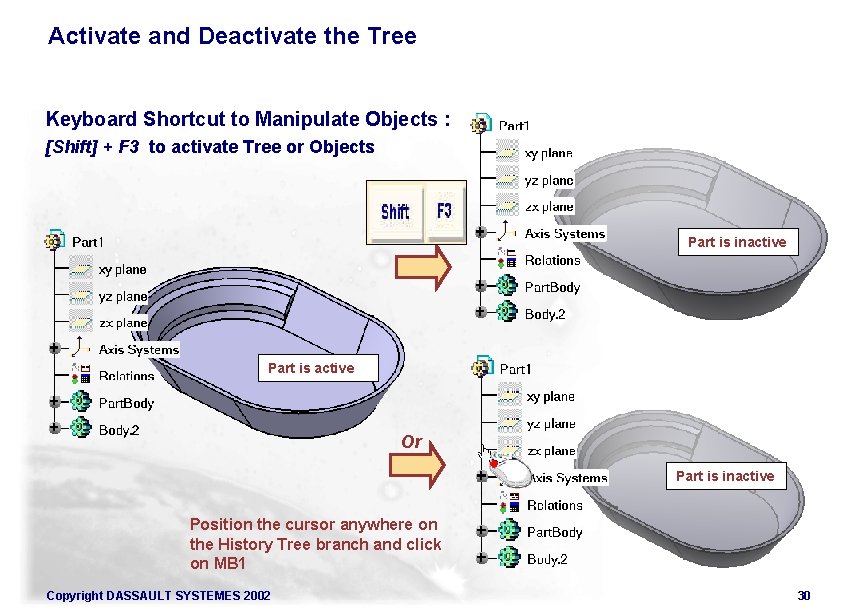 Activate and Deactivate the Tree Keyboard Shortcut to Manipulate Objects : [Shift] + F