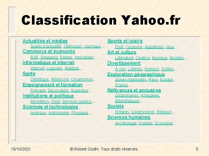 Classification Yahoo. fr Actualités et médias Sports et loisirs Sujets d’actualité, Télévision, Journaux. .