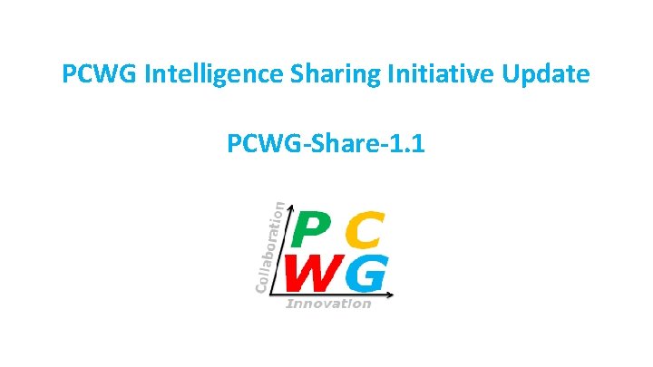 PCWG Intelligence Sharing Initiative Update PCWG-Share-1. 1 
