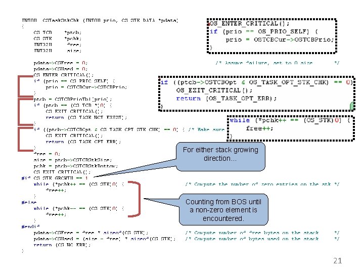 For either stack growing direction… Counting from BOS until a non-zero element is encountered.