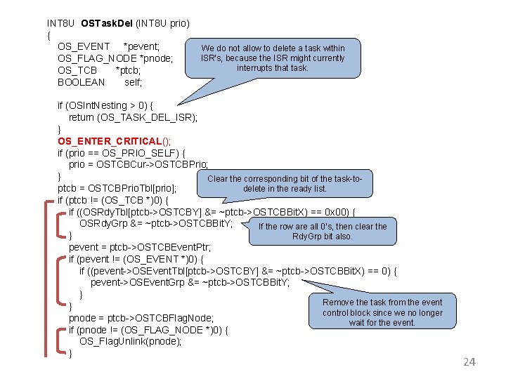 INT 8 U OSTask. Del (INT 8 U prio) { OS_EVENT *pevent; OS_FLAG_NODE *pnode;
