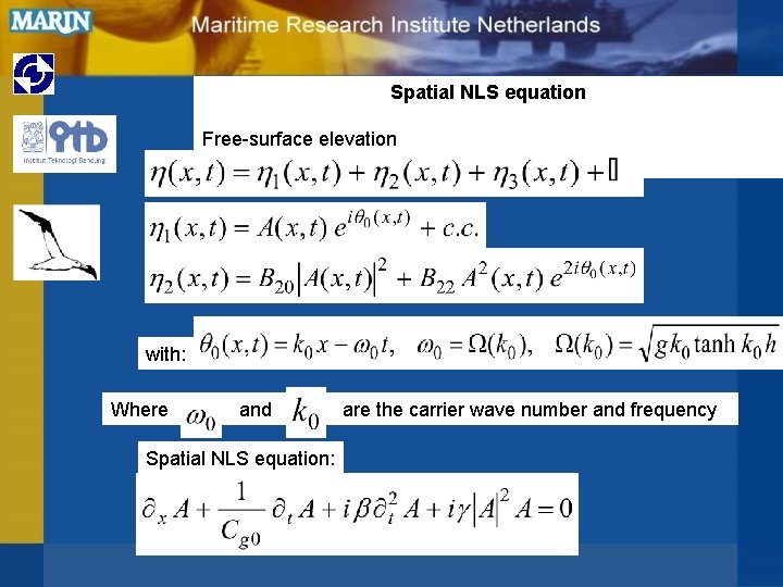 Spatial NLS equation Free-surface elevation with: Where and Spatial NLS equation: are the carrier