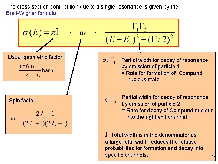 The cross section contribution due to a single resonance is given by the Breit-Wigner