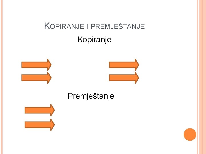 KOPIRANJE I PREMJEŠTANJE Kopiranje Premještanje 