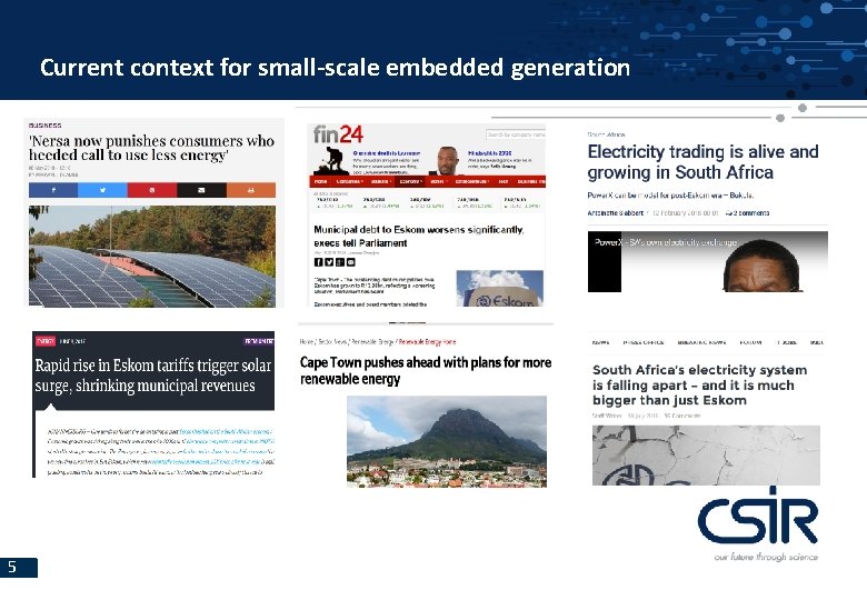 Current context for small-scale embedded generation 5 