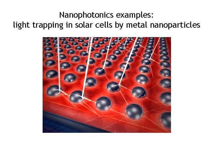 Nanophotonics examples: light trapping in solar cells by metal nanoparticles 