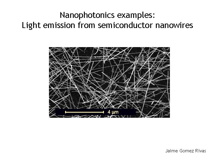 Nanophotonics examples: Light emission from semiconductor nanowires 4 m Jaime Gomez Rivas 