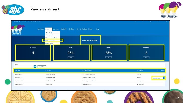 View e-cards sent 20 