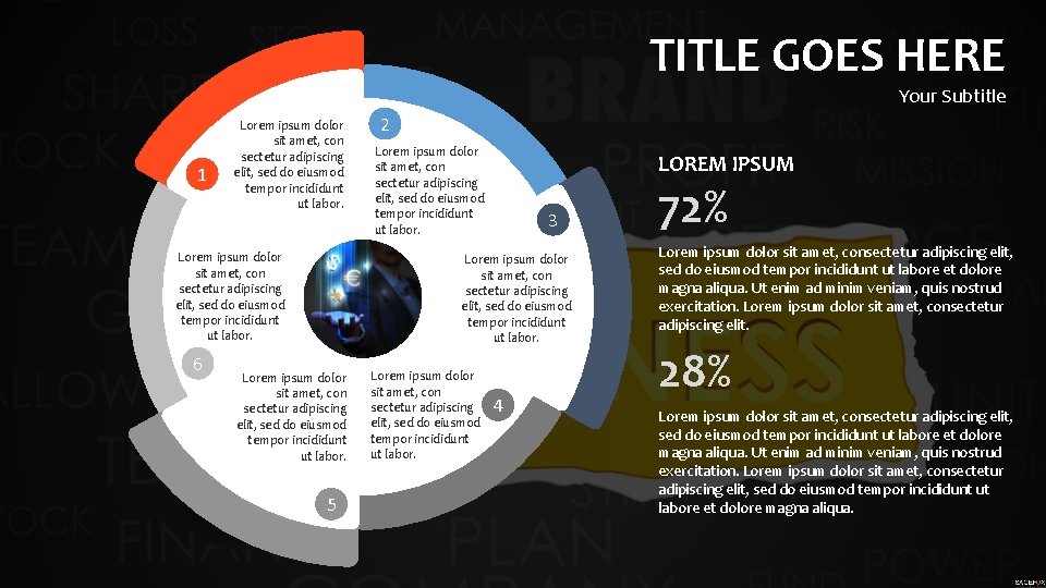 TITLE GOES HERE Your Subtitle 1 Lorem ipsum dolor sit amet, con sectetur adipiscing