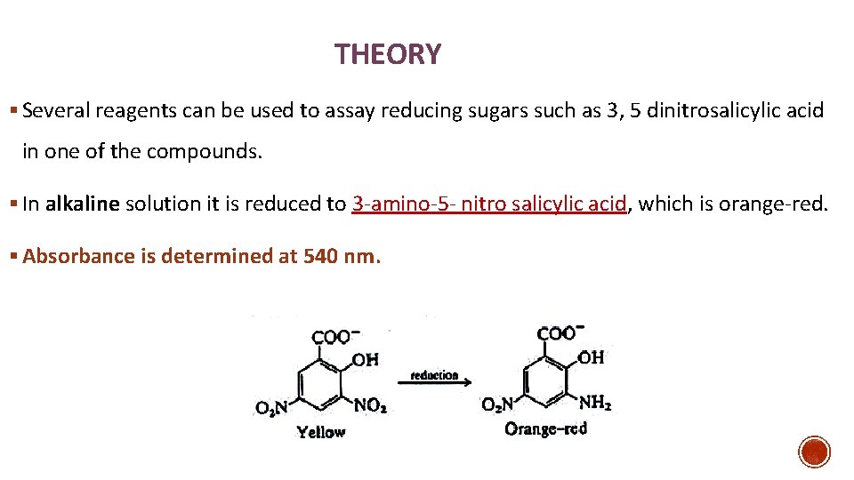 THEORY § Several reagents can be used to assay reducing sugars such as 3,