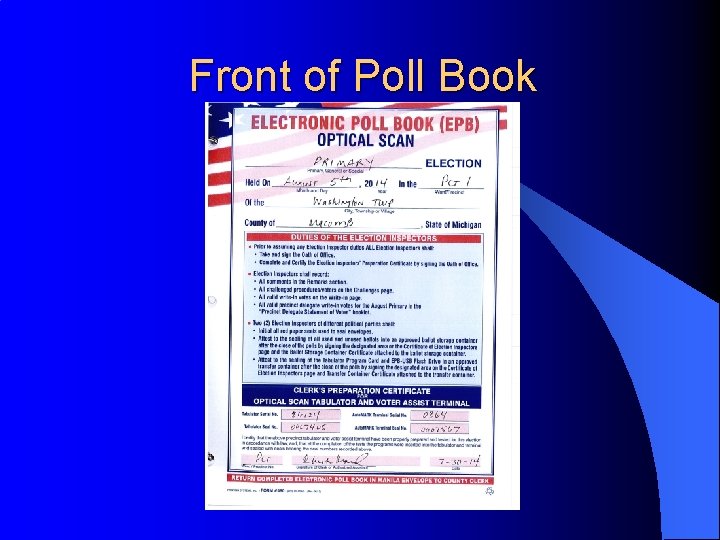Front of Poll Book 