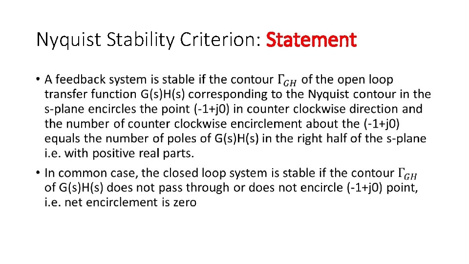 Nyquist Stability Criterion: Statement • 