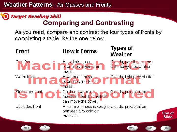 Weather Patterns - Air Masses and Fronts Comparing and Contrasting As you read, compare
