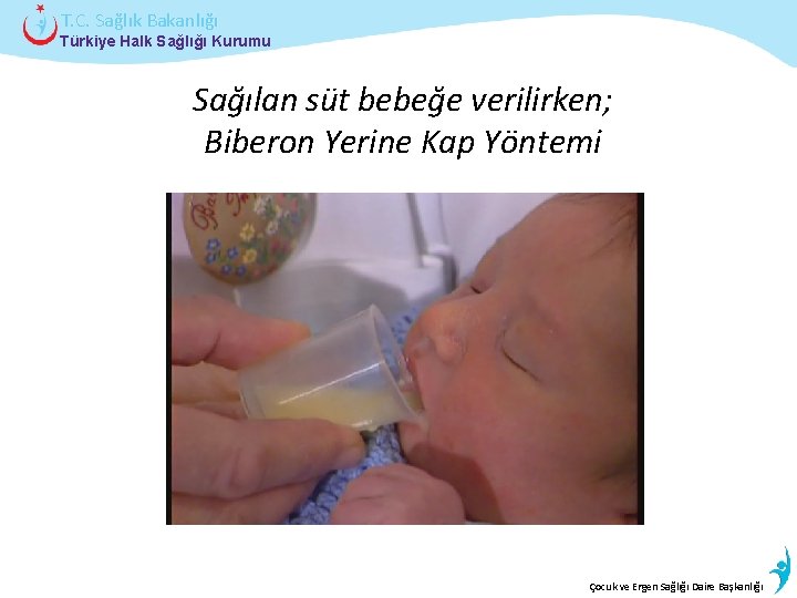 T. C. Sağlık Bakanlığı Türkiye Halk Sağlığı Kurumu Sağılan süt bebeğe verilirken; Biberon Yerine