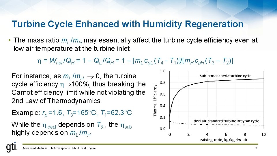 Turbine Cycle Enhanced with Humidity Regeneration • The mass ratio m. L /m. H