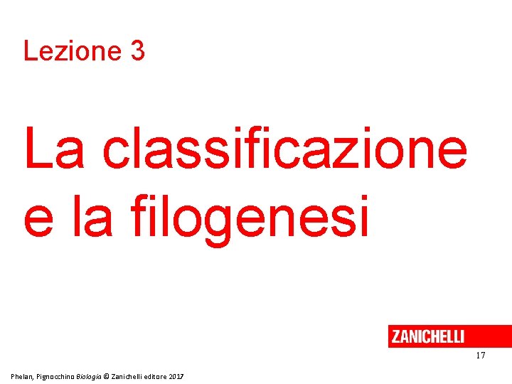 Lezione 3 La classificazione e la filogenesi 17 Phelan, Pignocchino Biologia © Zanichelli editore