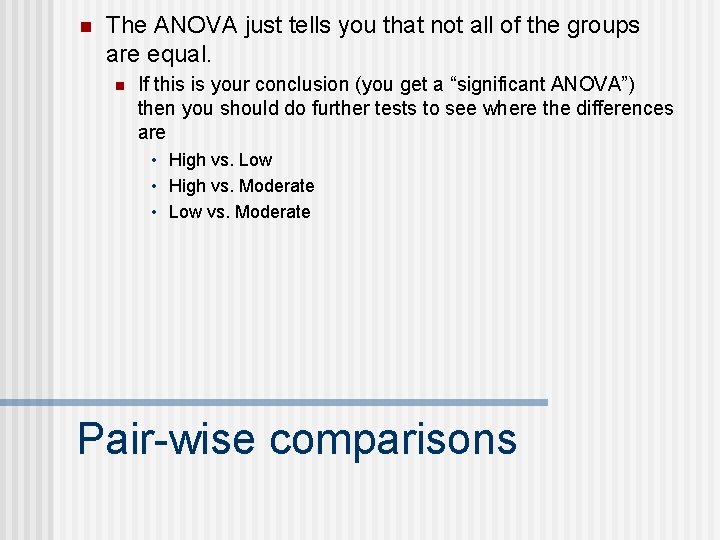 n The ANOVA just tells you that not all of the groups are equal.